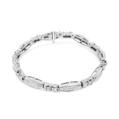 14K White Gold 2.0 Cttw Diamond Link Bracelet