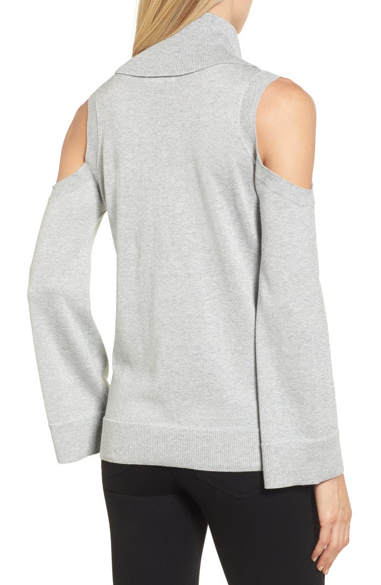 Chaus Metallic Cold Shoulder Cowl Neck Sweater, Alternate, color,