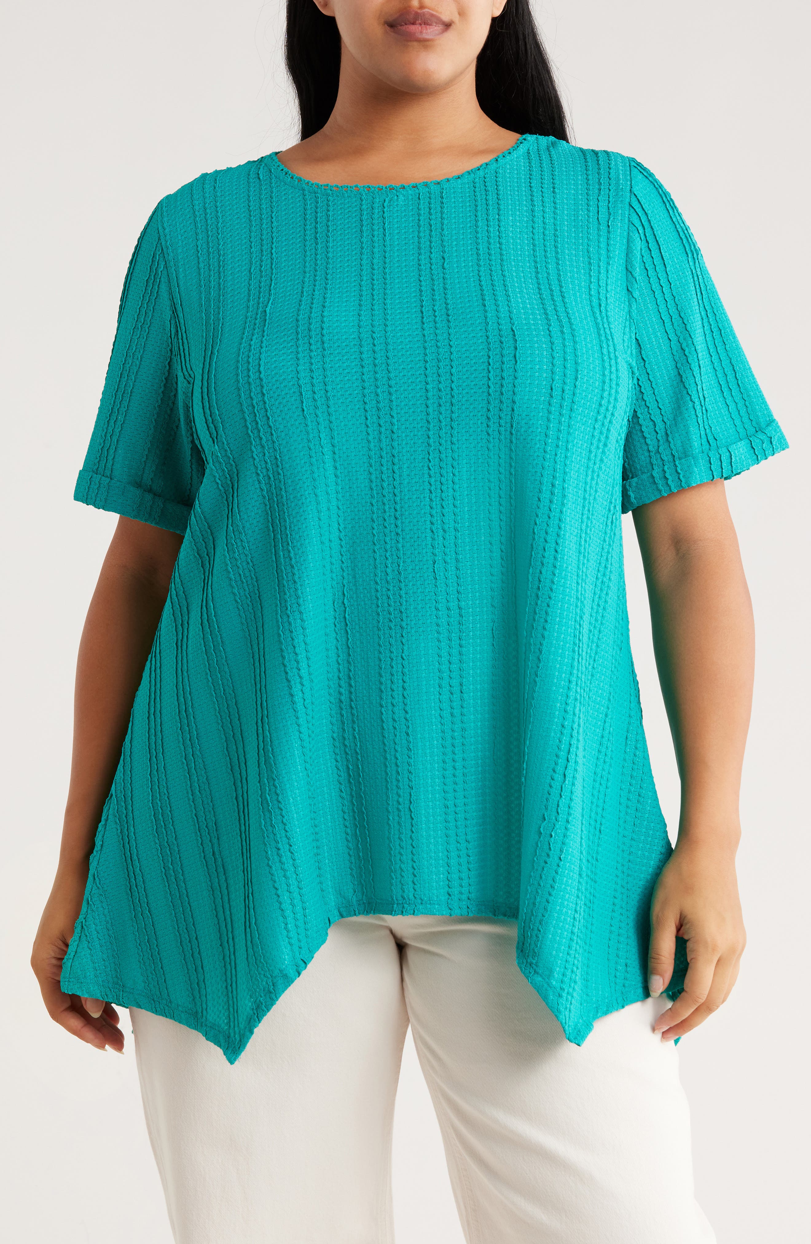 RUBY RD Short Sleeve Textured Knit Top
