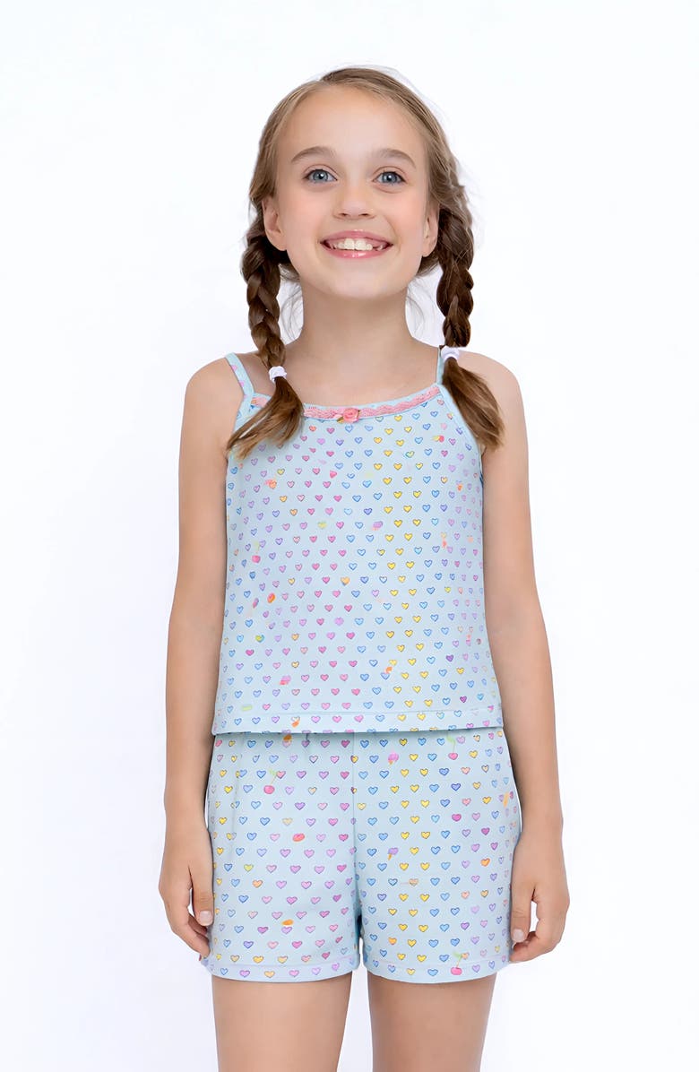 Preppy Goose Aqua Heart Print Cami Jersey PJ, Alternate, color, Aqua