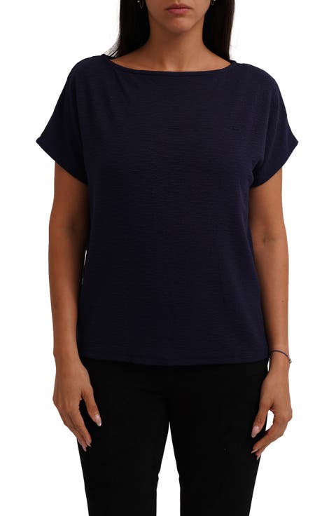 Textured Boat Neck Top