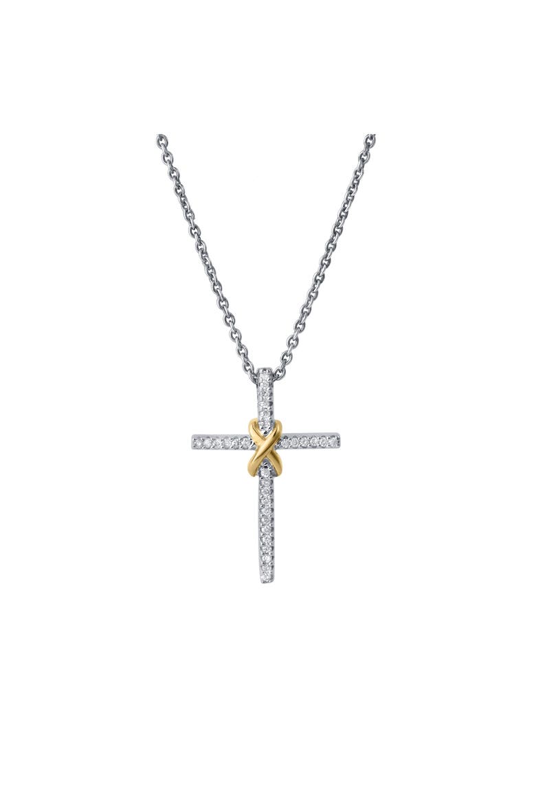 Corvielle Cross 0.1 Ct 14K Gold Diamond Pendant, Main, color, 14K White Gold