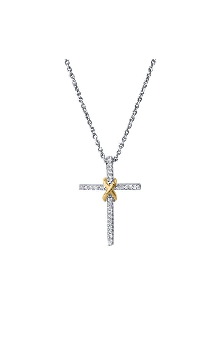 LuvMyJewelry Corvielle Cross 0.1 Ct 14K Gold Diamond Pendant, Main, color, 14K White Gold