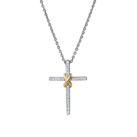 Corvielle Cross 0.1 Ct 14K Gold Diamond Pendant