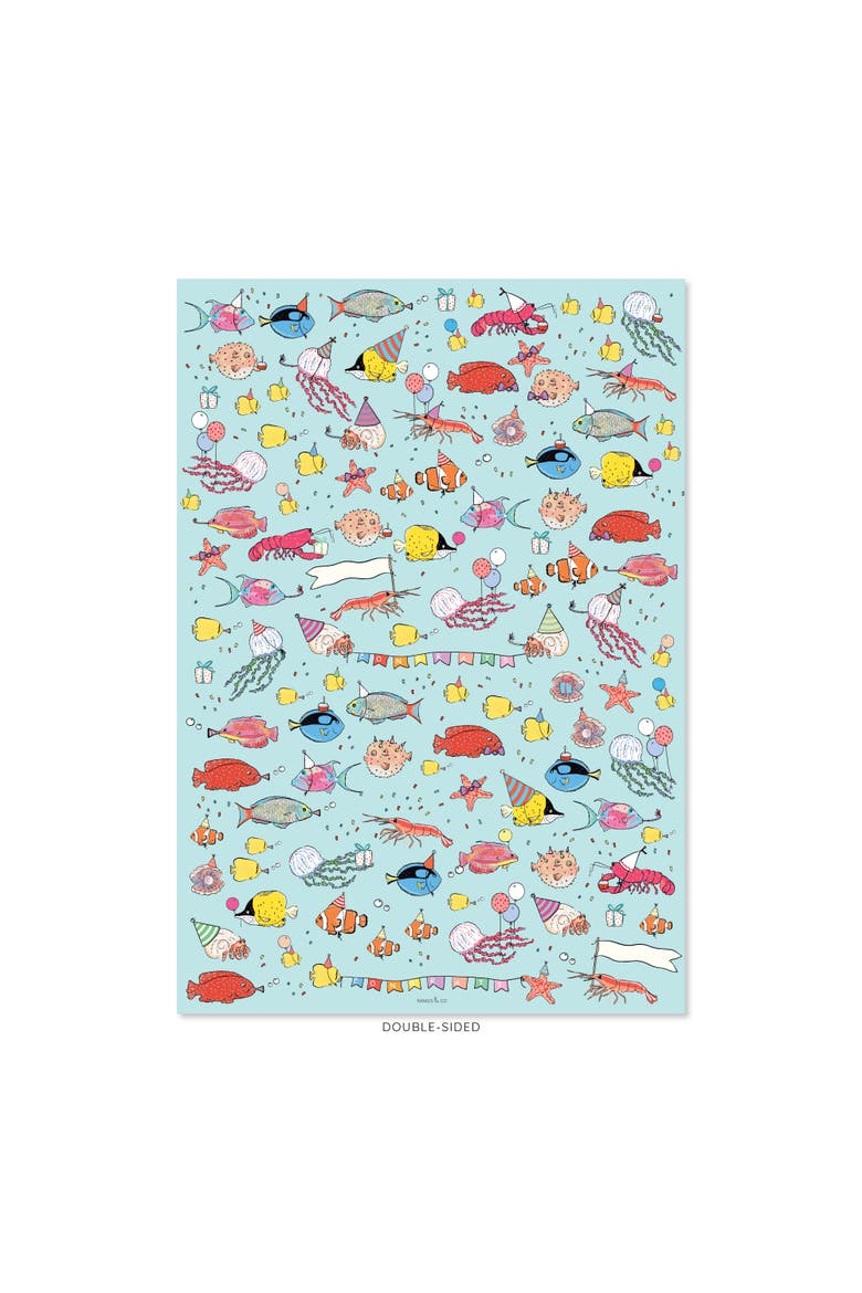 Eight Sheets Two-Sided "Reef Party" Heavyweight Gift Wrap, Alternate, color, Multicolored
