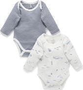 Purebaby 2 Pack Long Sleeve Bodysuit
