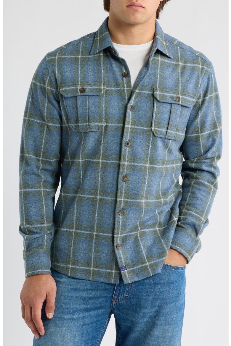 Labrador Tartan Knit Shirt Jacket, Alternate, color, LAGUNA BLUE