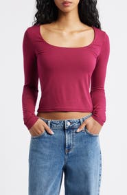 BP. Long Sleeve Square Neck T-Shirt