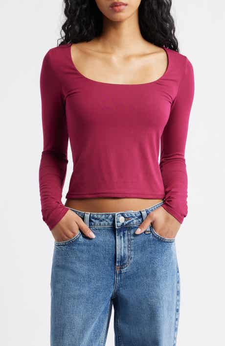 BP. Long Sleeve Square Neck T-Shirt