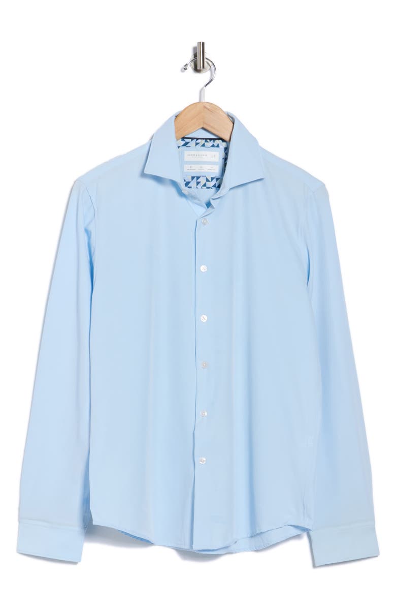 DENIM AND FLOWER Powder Blue Performance Button-Up Shirt, Alternate, color, Powder Blue