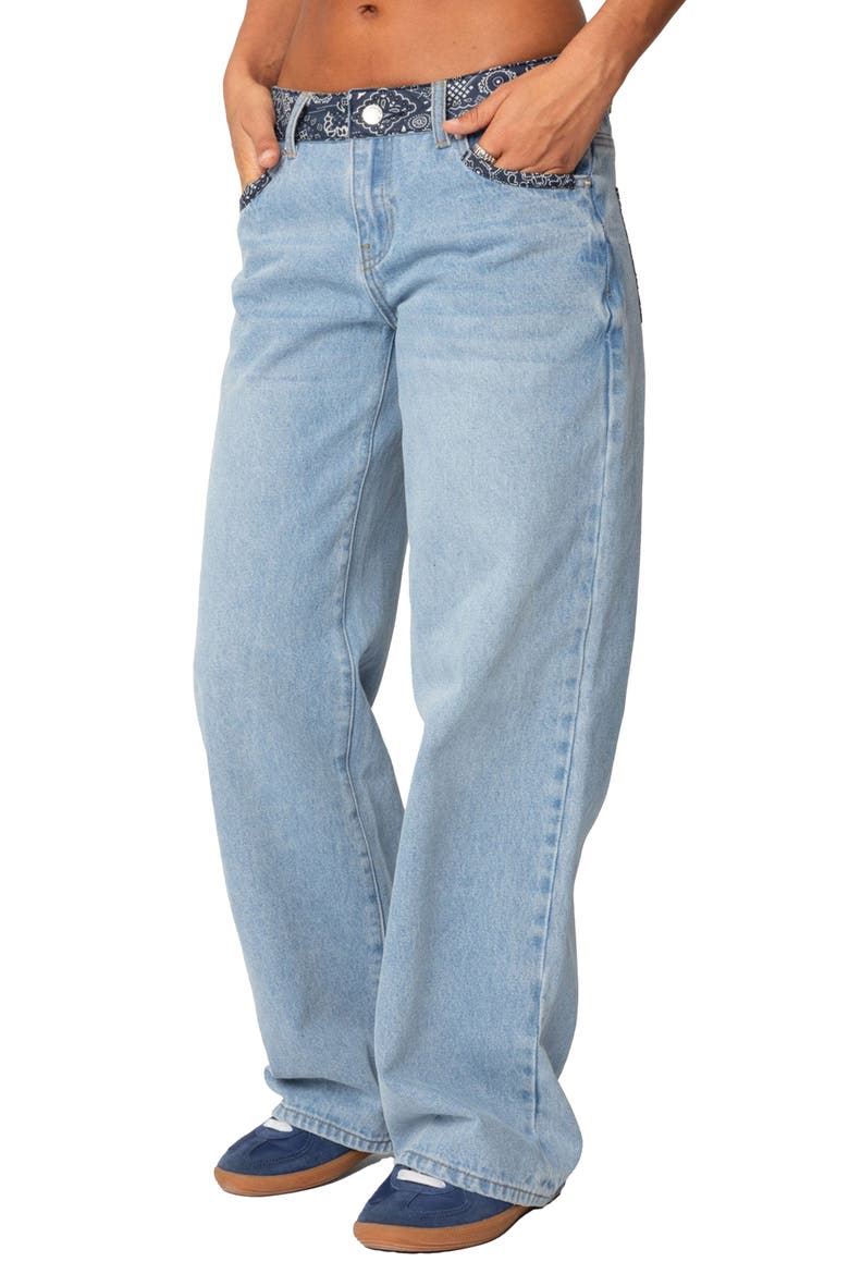 Bandana Bliss Low Rise Wide Leg Jeans, Alternate, color, BLUE-WASHED