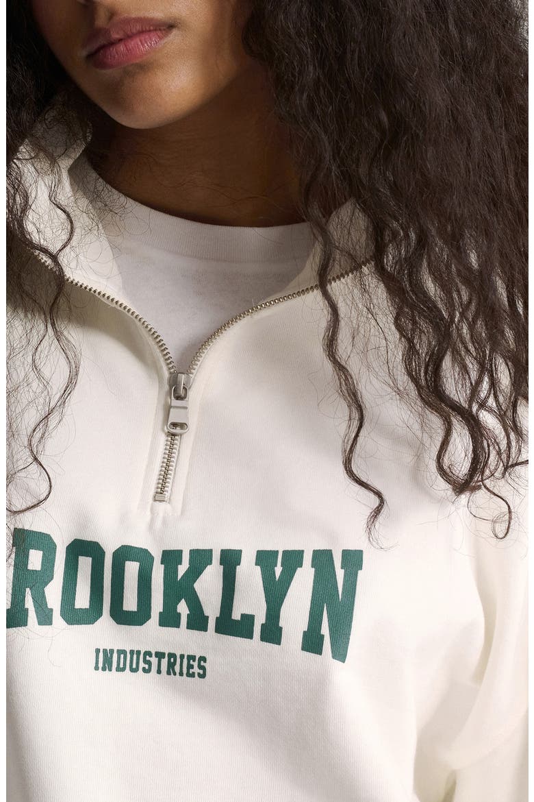 Half Zip Sweatshirt, Alternate, color, ANTIQUE WHITE