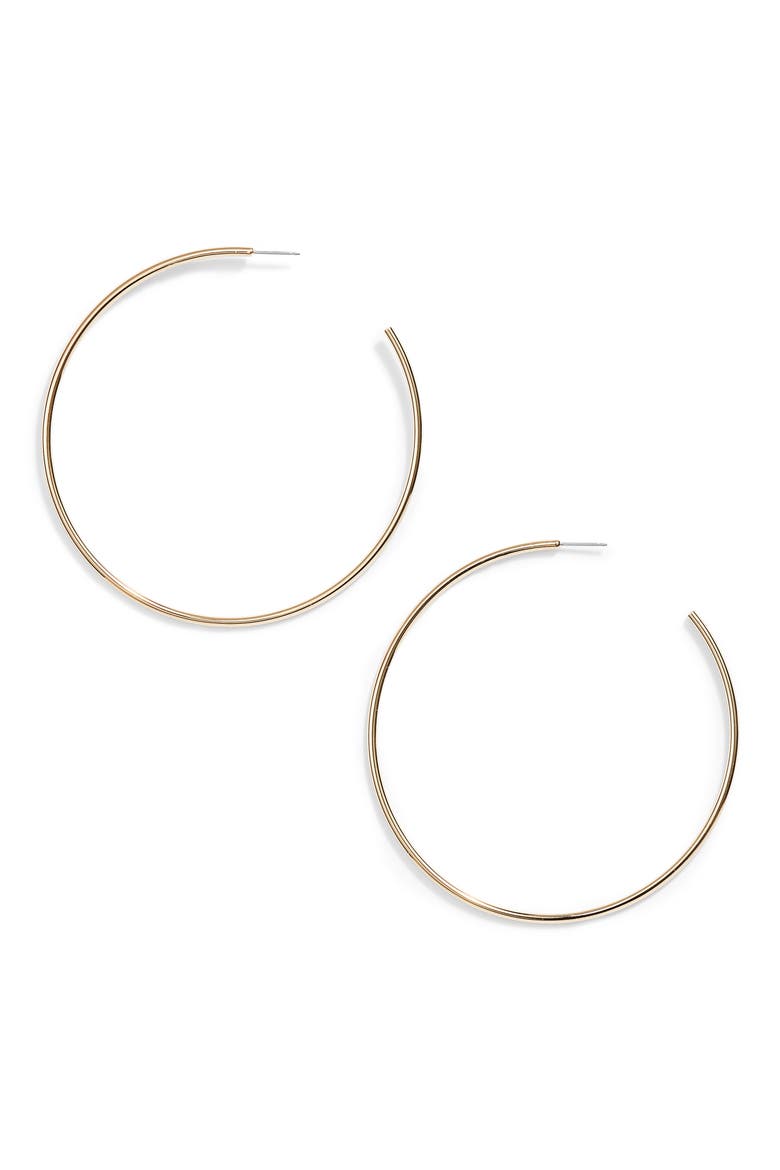 Thin Gold Hoop Earrings, Main, color, GOLD