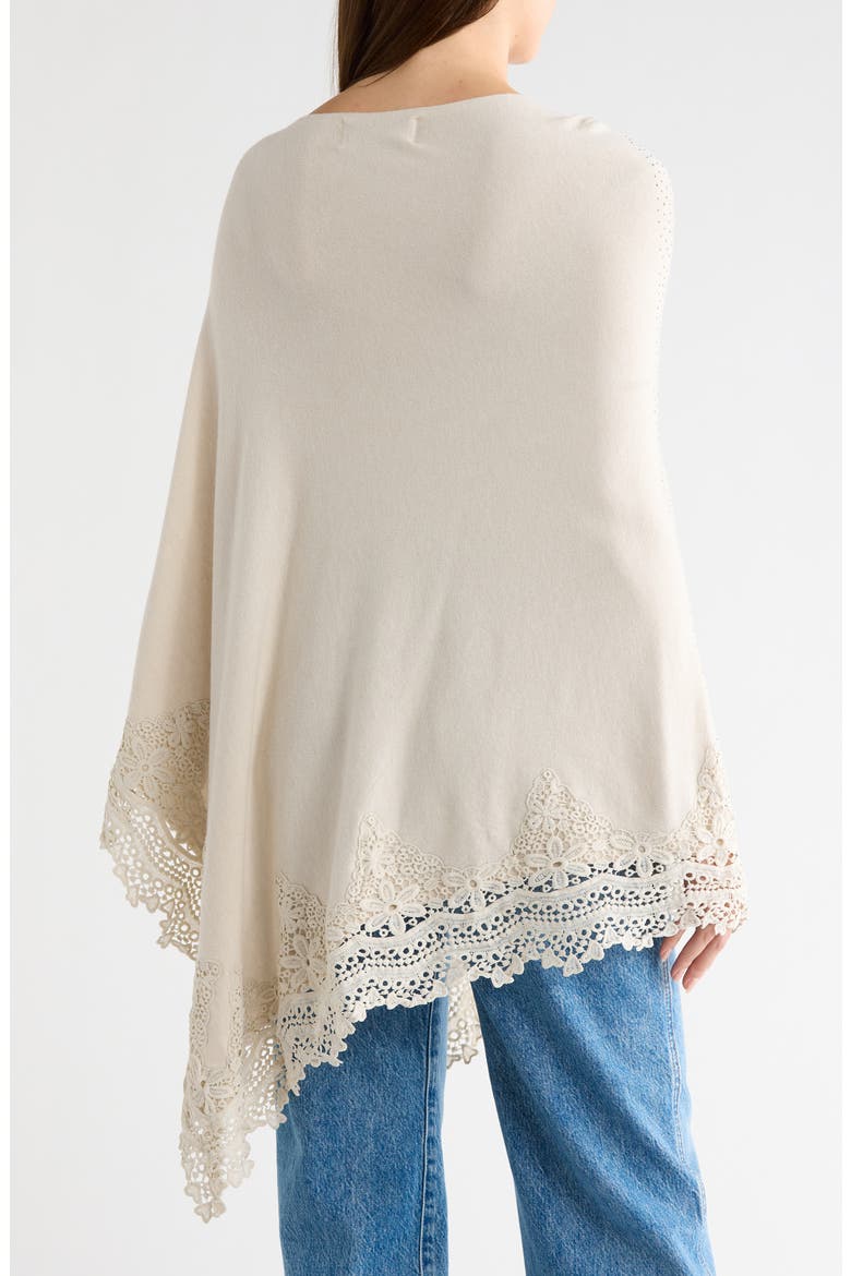 Lace Trim Poncho, Alternate, color, IVORY
