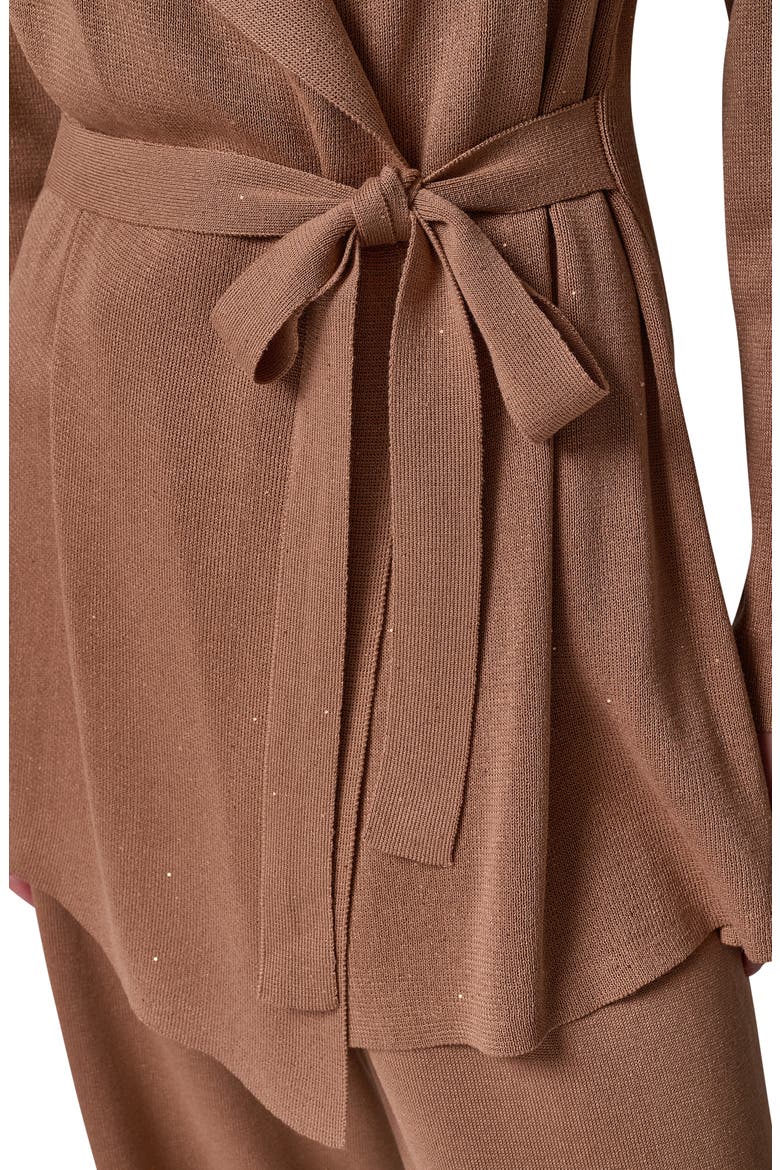 Metallic Belted Cardigan, Alternate, color, CAMEL