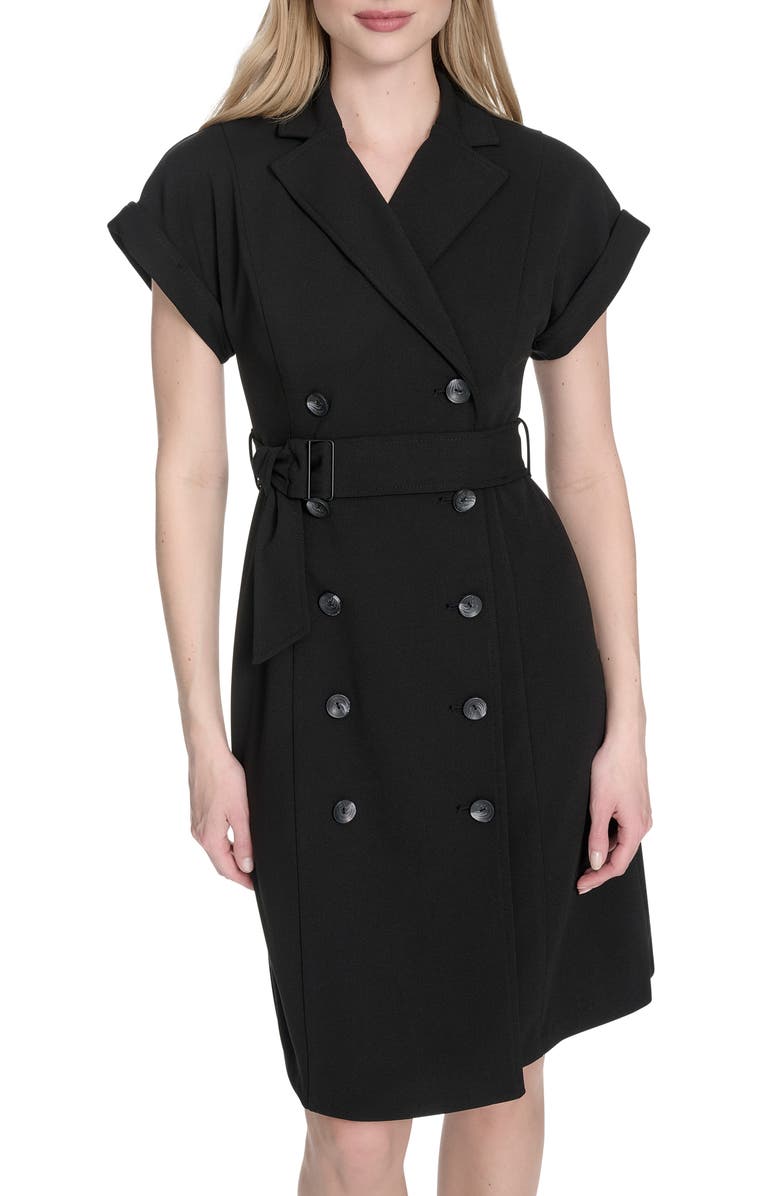 Calvin Klein Double Breasted Sheath Dress, Alternate, color, Black