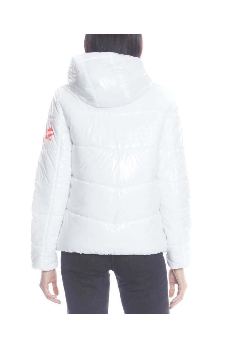 Members Only Women's Hi-Shine Chevron Quilt Puffer with Nickelodeon Mashup Print Lining Jacket, Alternate, color, 