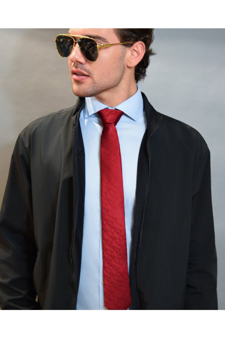 Bark Weave Silk Jacquard Tie, Alternate, color, Red