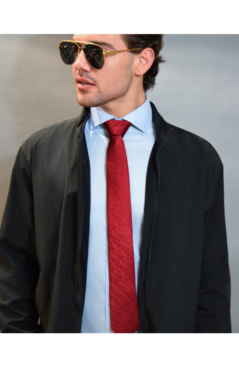 Knottery & Co Bark Weave Silk Jacquard Tie, Alternate, color, Red