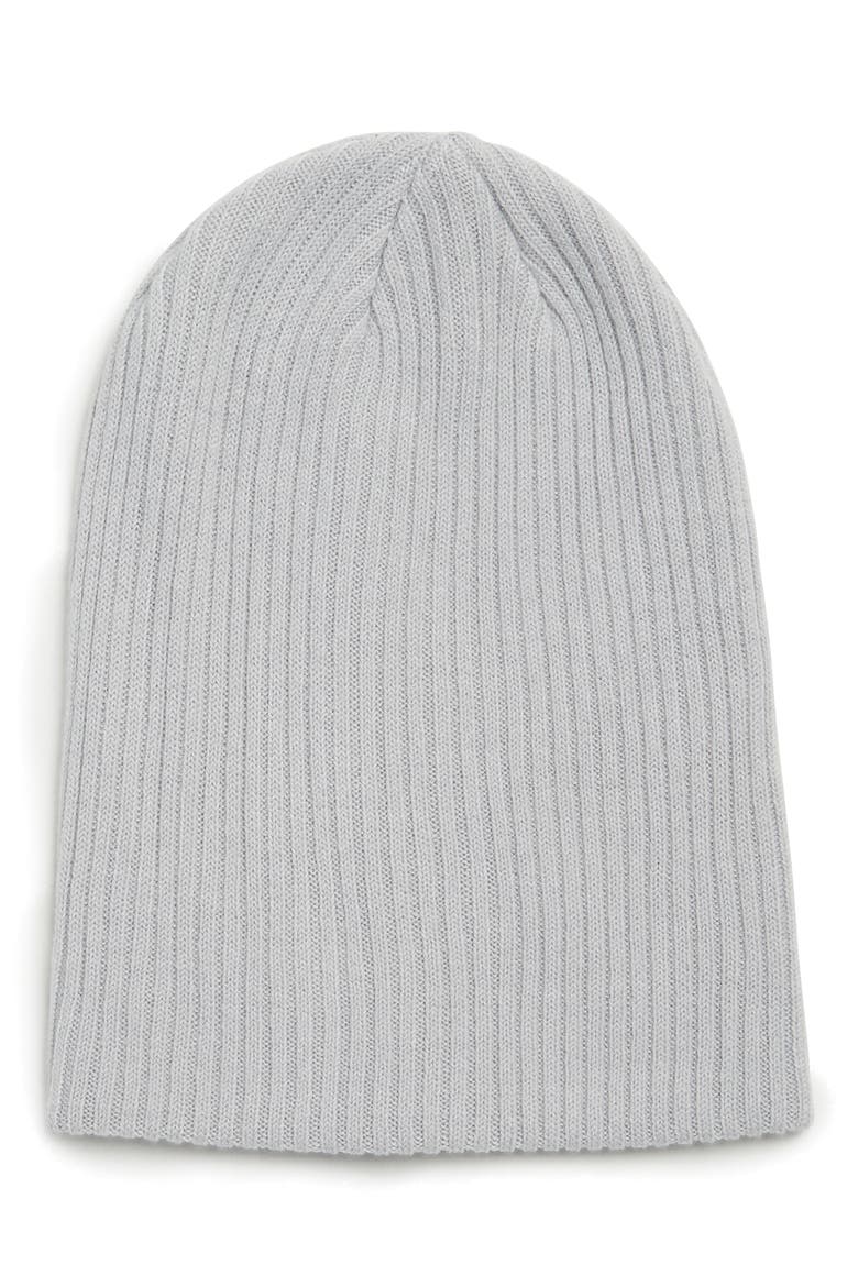 Soft Ribbed Knit Beanie, Main, color, GREY SILK