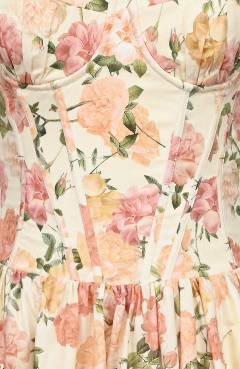 HOUSE OF CB Rona Floral Stretch Cotton Maxi Sundress, Alternate, color, Warm Rose Print