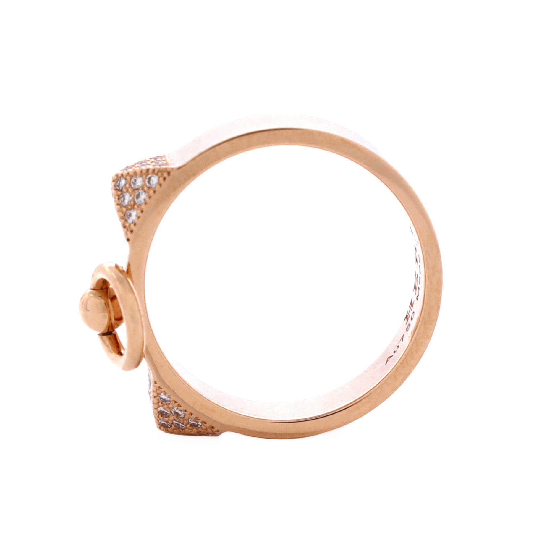 Pre-Owned Hermes Collier de Chien Ring 18K Rose Gold and Diamonds Small, Alternate, color, Rose Gold