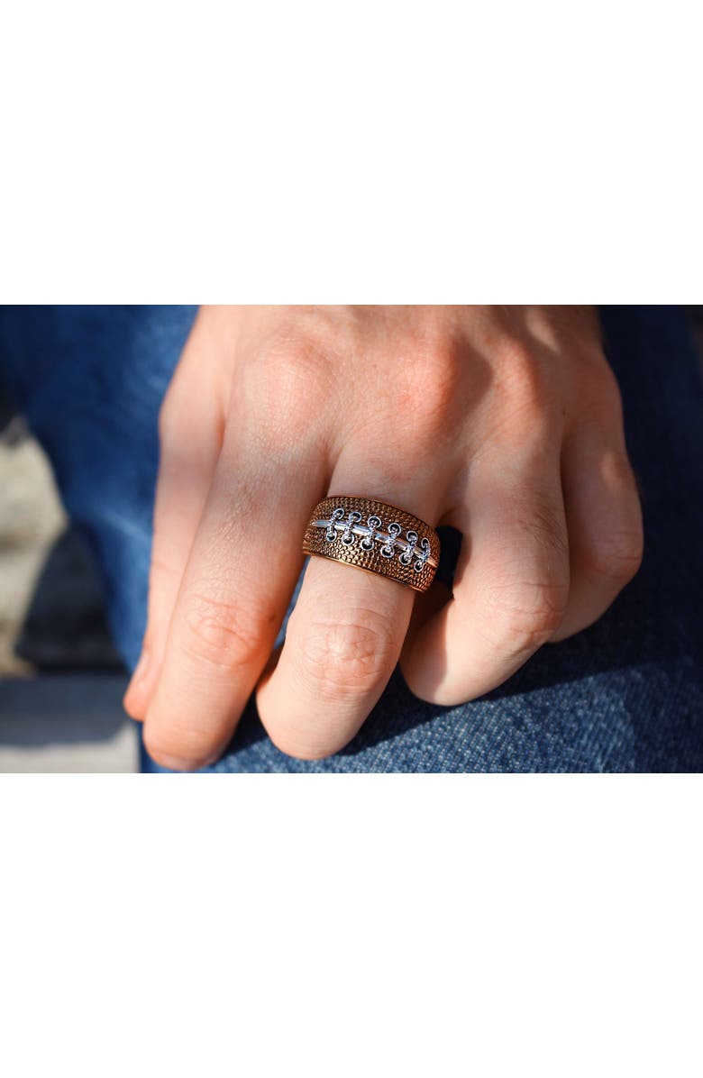 LuvMyJewelry Hustle American Football Diamond Band Men Ring, Alternate, color, Brown