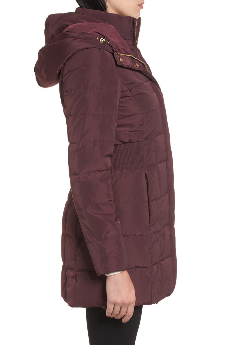 Cole Haan Hooded Down & Feather Jacket, Alternate, color, Merlot