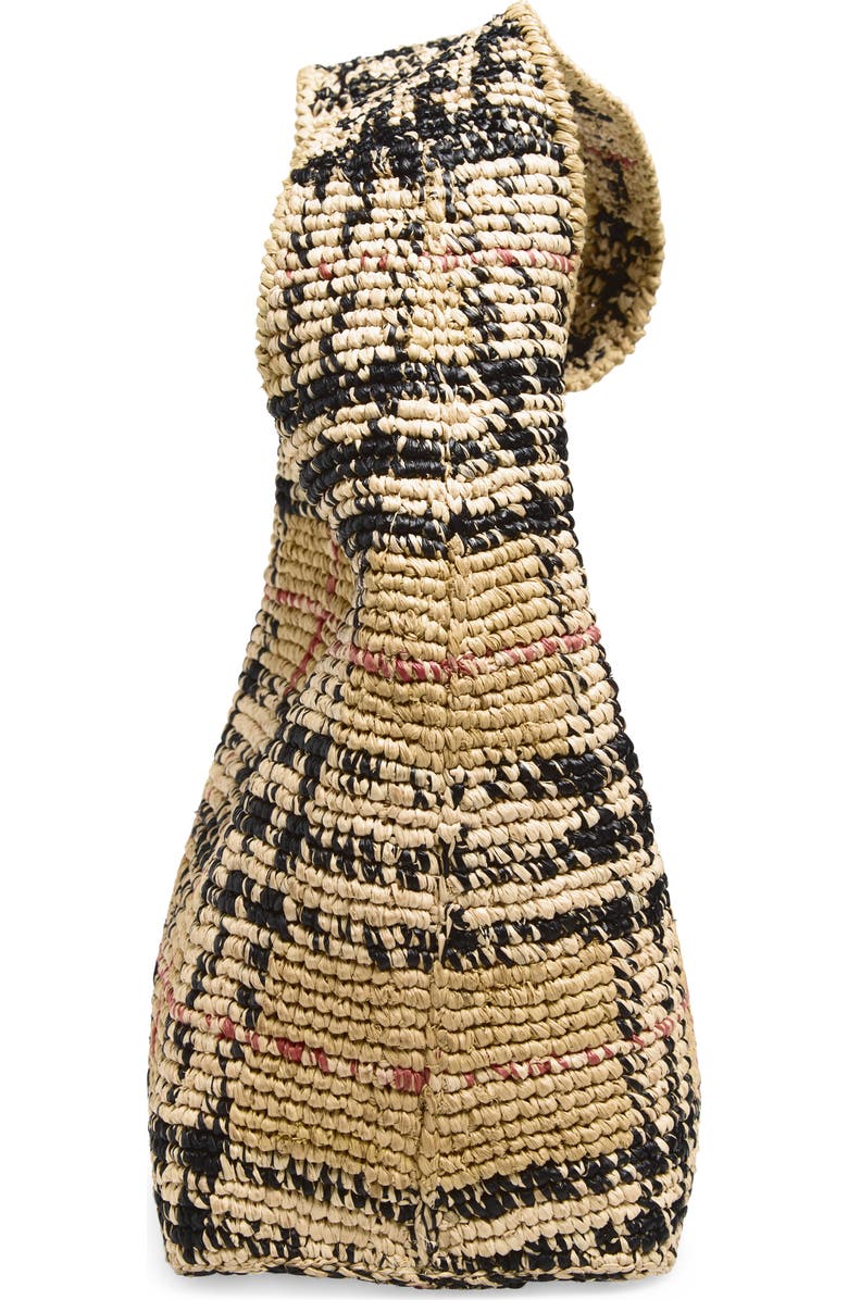 Burberry Small Margate Check Raffia Hobo Bag, Alternate, color, Sand Ip Check