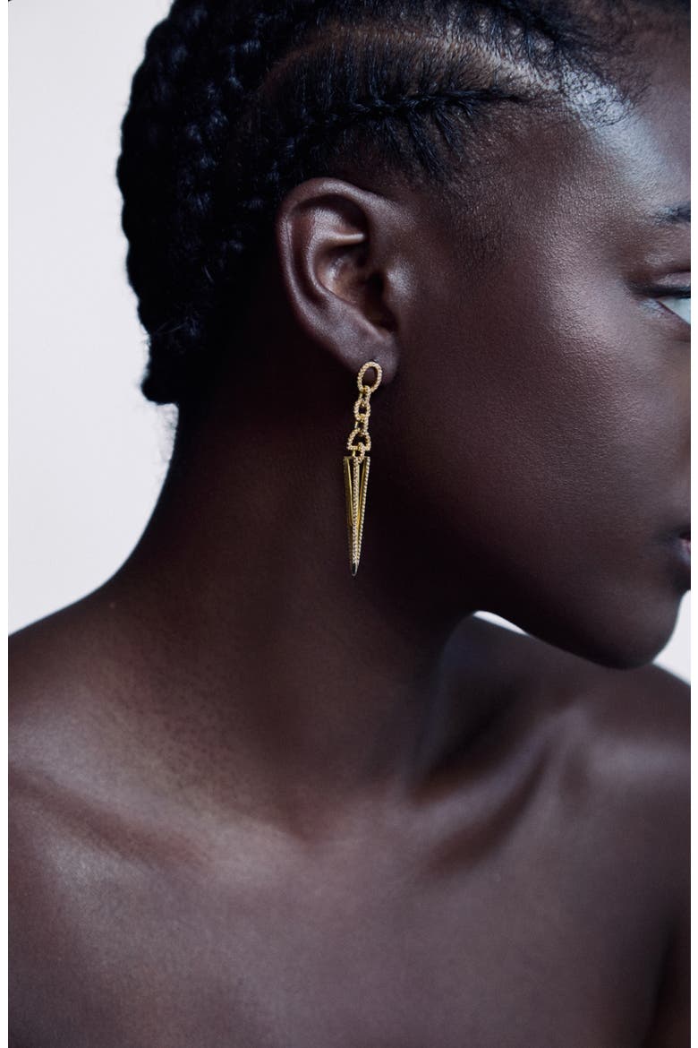 Stiletto Linear Spike Drop Earrings, Alternate, color, Gold