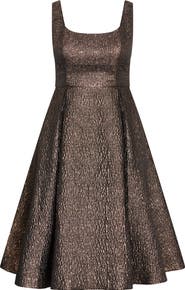 City Chic Rosella Jacquard Fit & Flare Midi Dress