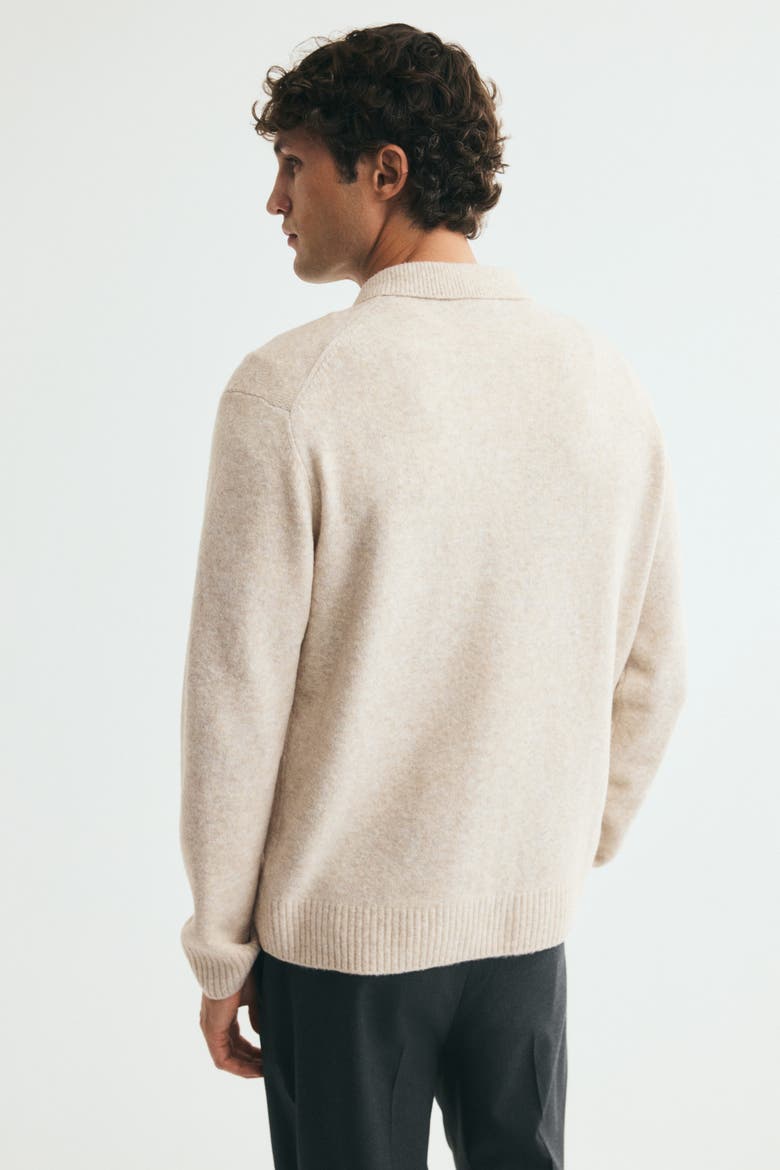 Regular-fit Knit Polo Shirt, Alternate, color, Light beige melange