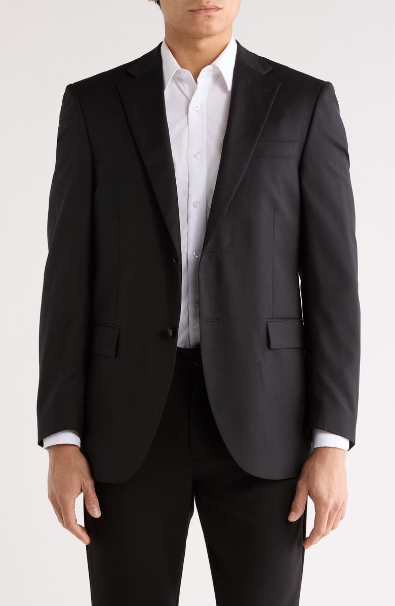 Peter Millar Flynn Classic Solid Wool Blazer, Main, color, Black