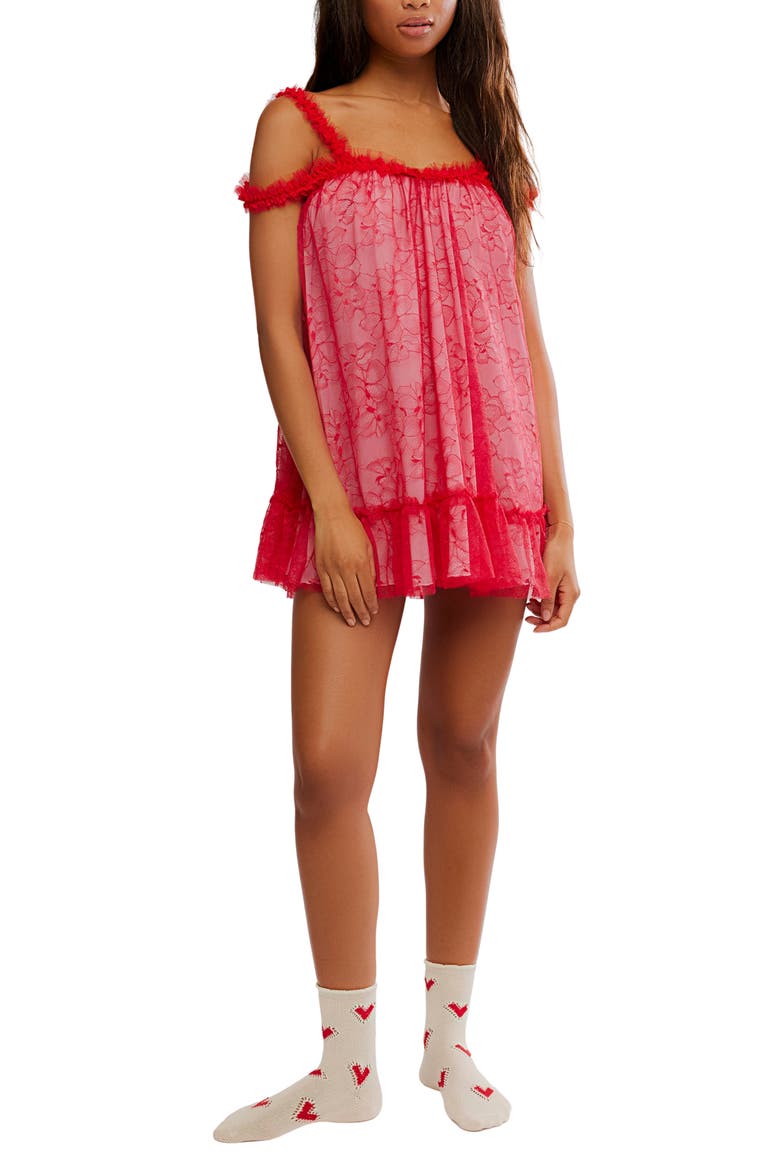 Intimately FP Heartbreaker Mini Slip Chemise, Alternate, color, LUXE RED COMBO