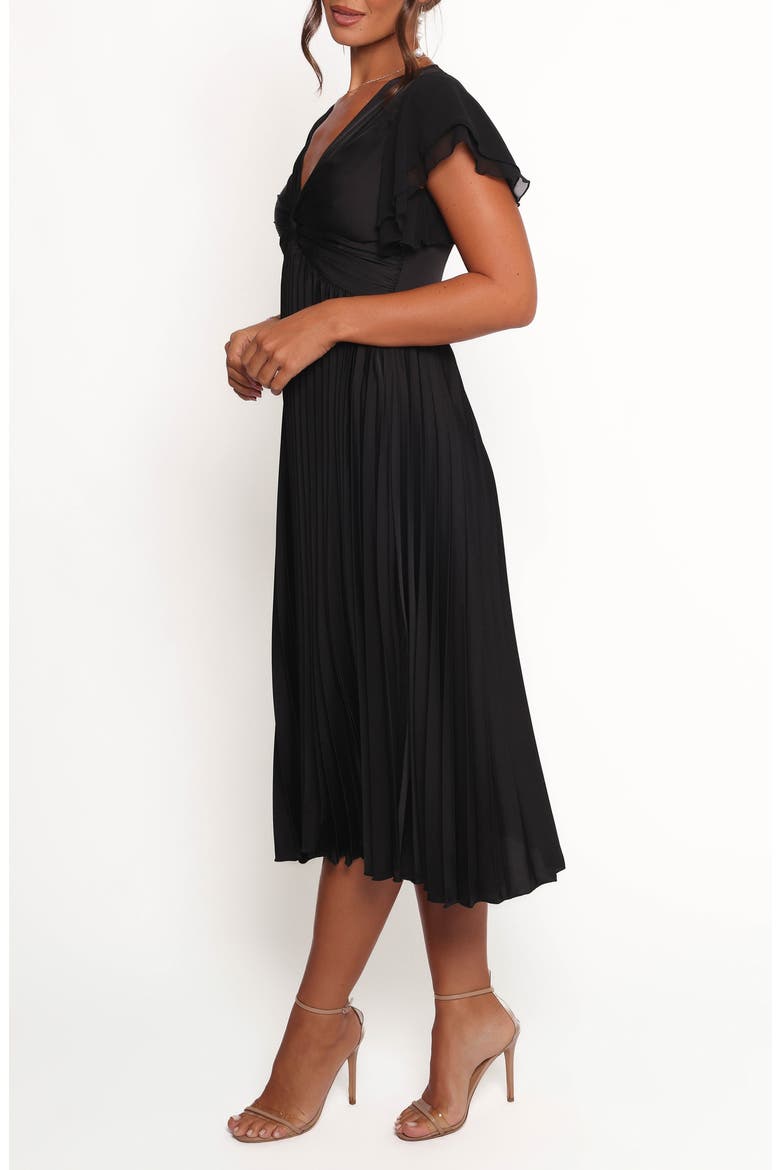 Nova Flutter Sleeve Midi Dress, Alternate, color, BLACK
