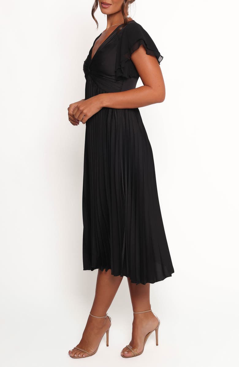 Petal & Pup Nova Flutter Sleeve Midi Dress, Alternate, color, Black