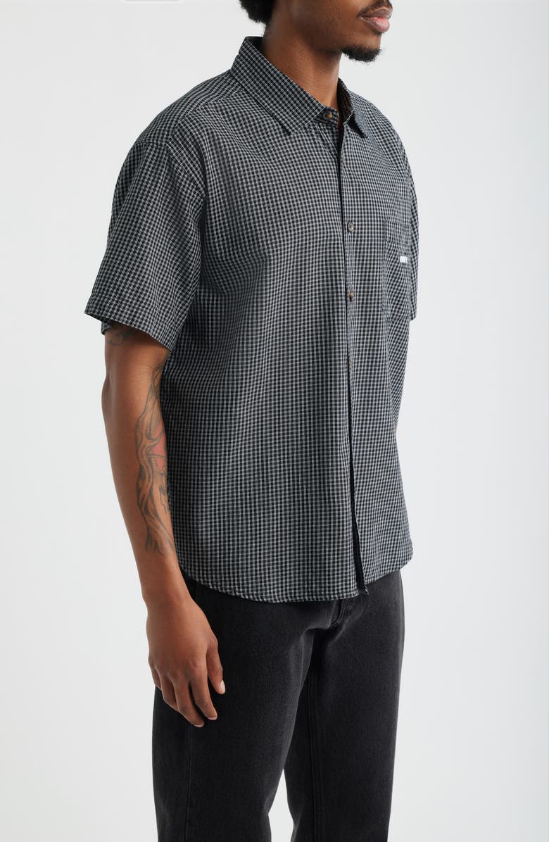 Obey Bigwig Frank Check Short Sleeve Button-Up Shirt, Alternate, color, Black Multi