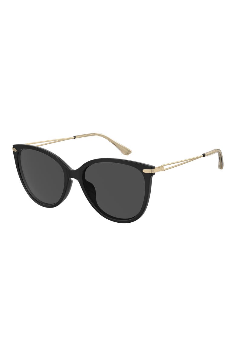 58mm Polarized Butterfly Sunglasses, Alternate, color, BLACK/ GREY PZ