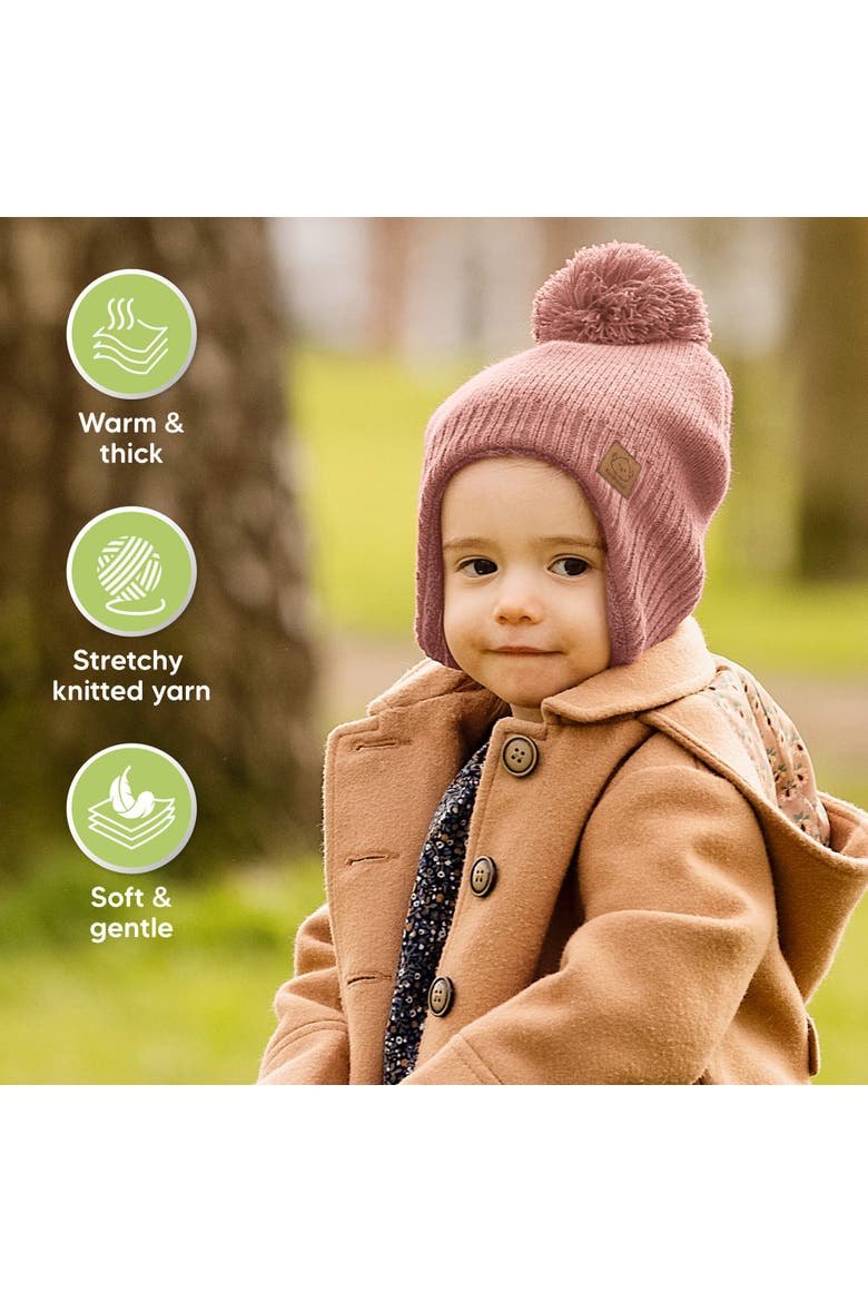 Muff Knitted Beanie, Alternate, color, Tea Rose