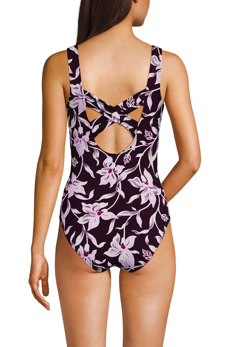 DDD-Cup New SlenderSuit Carmela Underwire One Piece Swimsuit, Alternate, color, Dark Wine/Tropics Floral