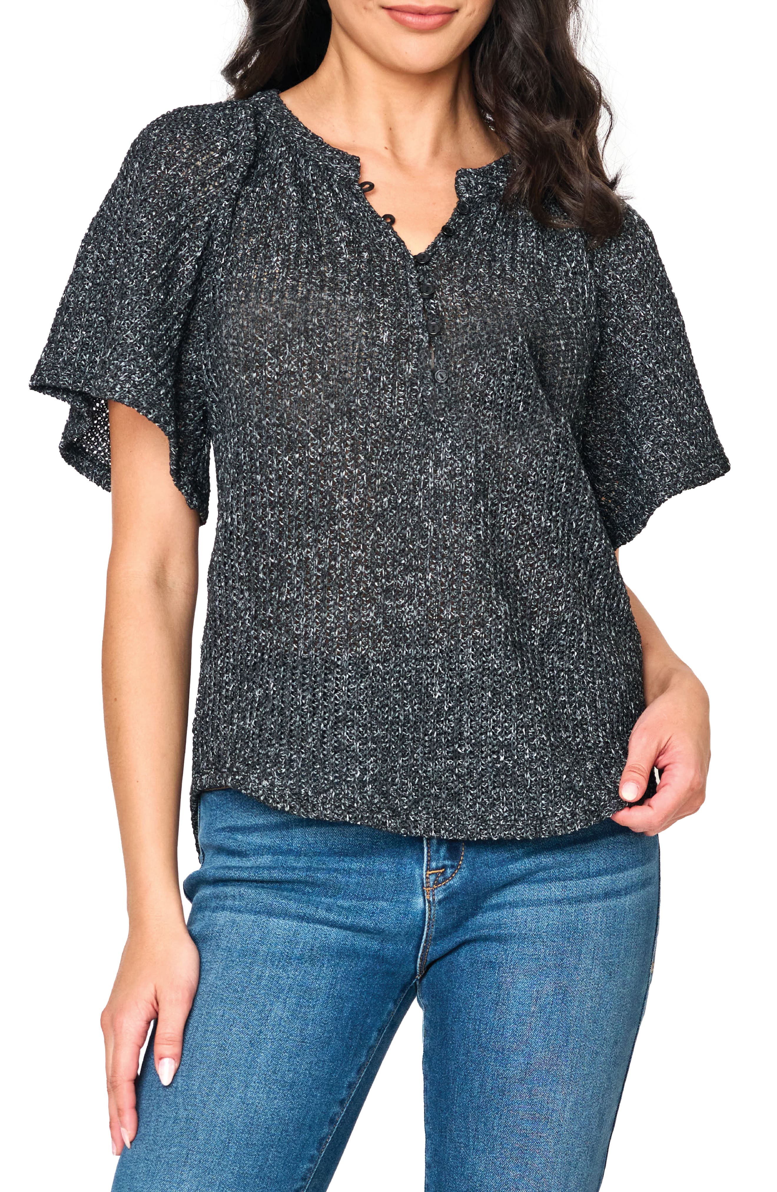 The Jordan Open Stitch Flutter Sleeve Sweater