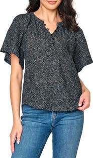 GIBSONLOOK The Jordan Open Stitch Flutter Sleeve Sweater