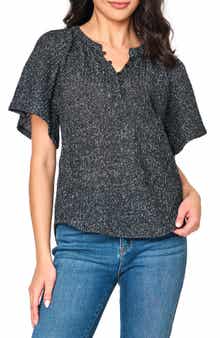 The Jordan Open Stitch Flutter Sleeve Sweater
