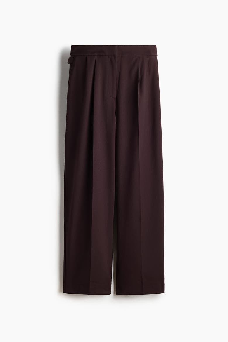 Pleated Tab-detail Pants, Alternate, color, Dark brown