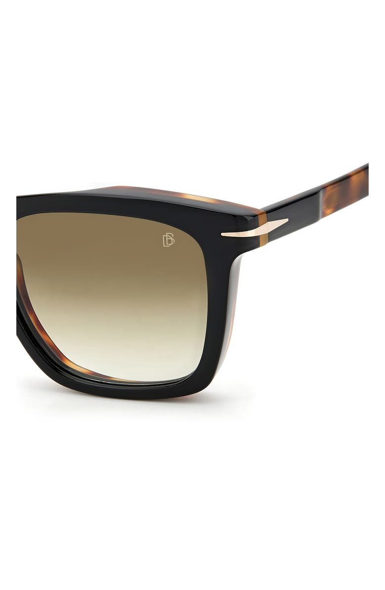 David Beckham Eyewear David Beckham 51mm International Fit Square Sunglasses, Alternate, color, Black Havana Gold