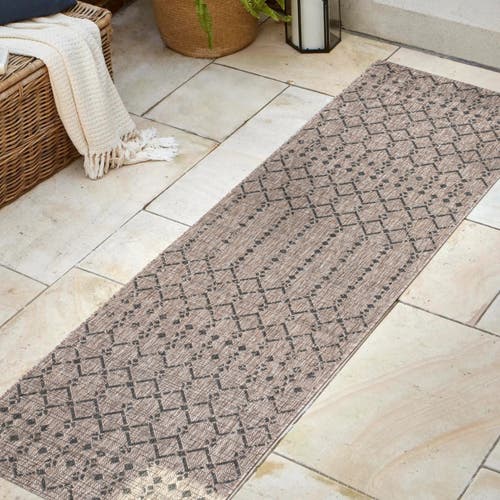 Jonathan Y Ourika Moroccan Geometric Textured Weave Indoor/outdoor Area Rug In Natural/black