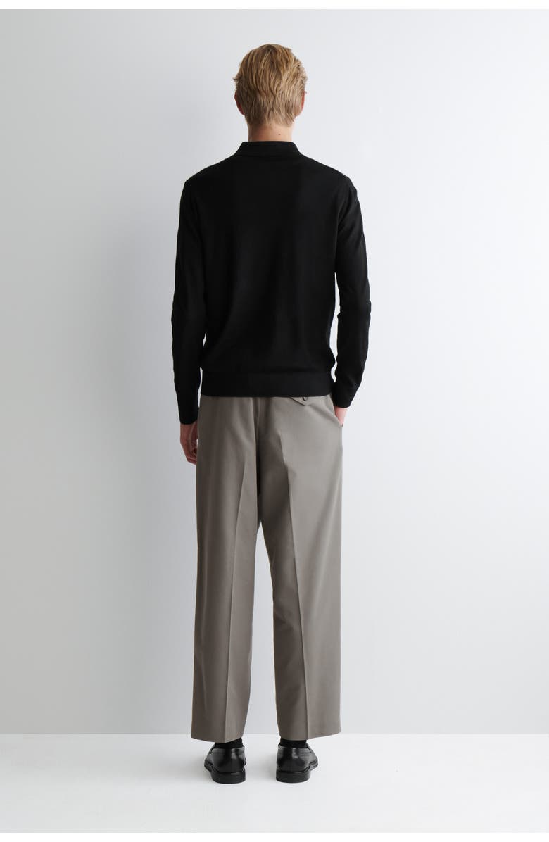 COS Slim Merino Wool Polo Shirt, Alternate, color, Black