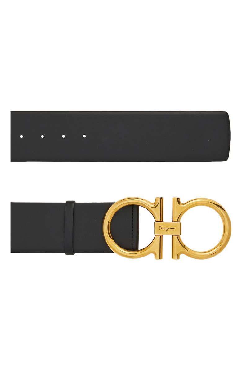 FERRAGAMO Double Gancio Leather Belt, Alternate, color, 