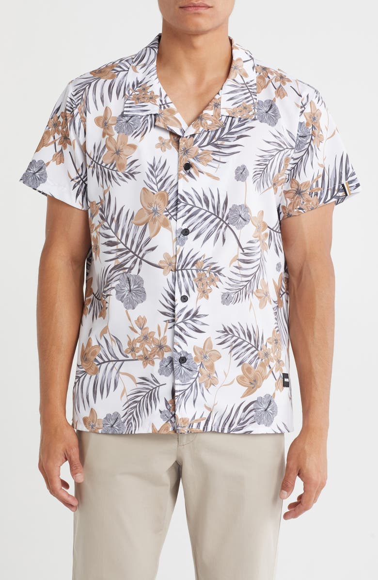BOSS Beach Short Sleeve Button-Up Shirt, Main, color,
