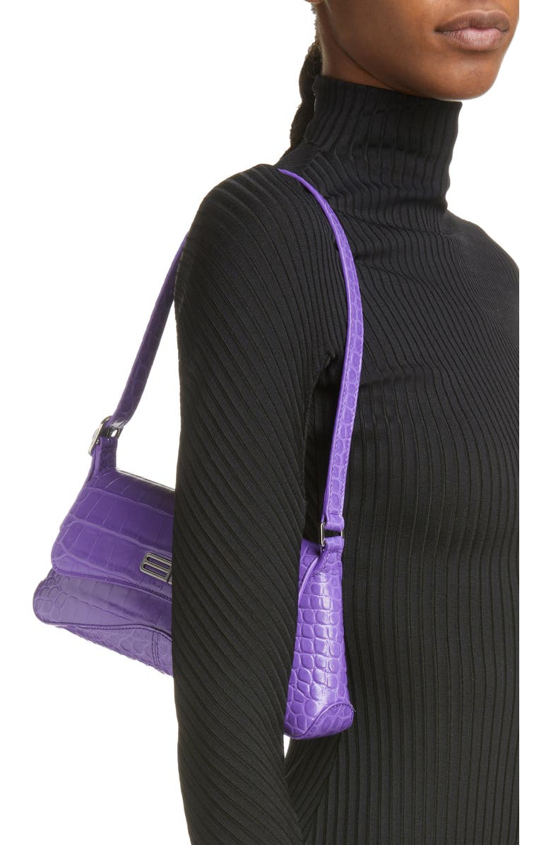Balenciaga Small XX Street Croc Embossed Leather Shoulder Bag, Alternate, color,